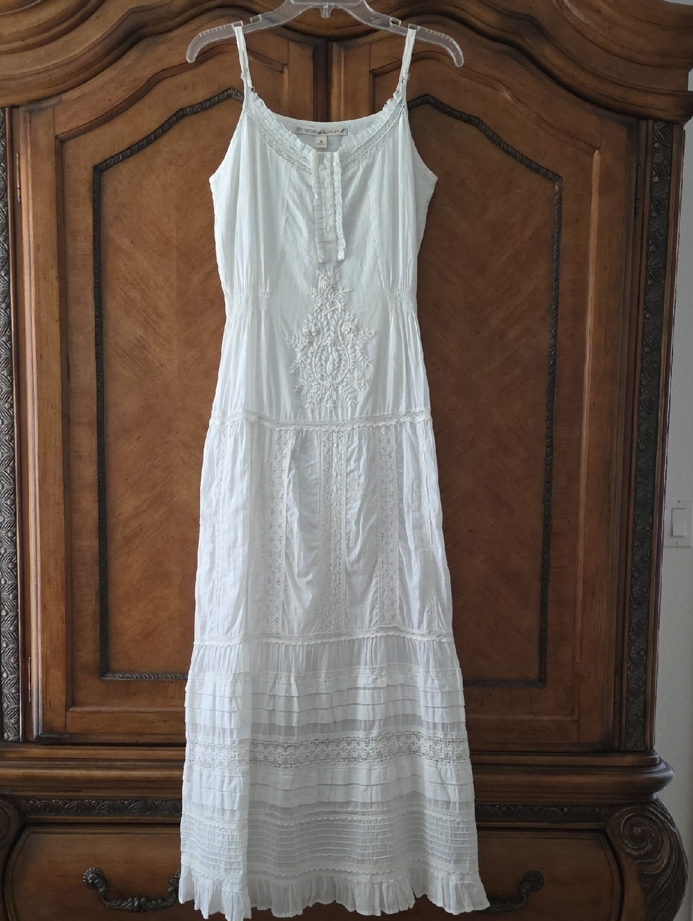 Boho White Embroidered Maxi Dress